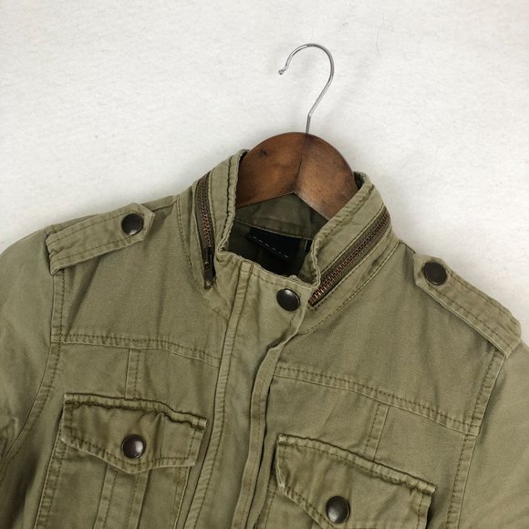 Trouve Women's Size X-Small Green Full Zip Long Sleeve Cotton Utility Jacket - Picture 2 of 13